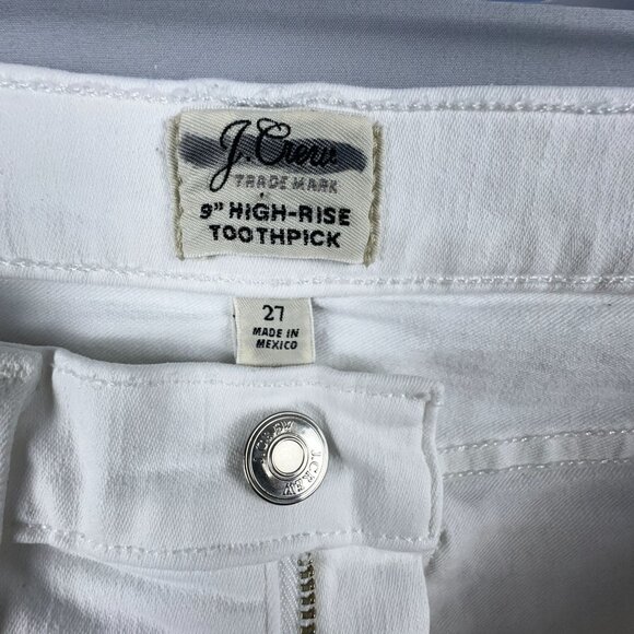 J.Crew 9' High Rise Toothpick Skinny Jeans Womens Size 27 Light Wash White - Picture 10 of 12